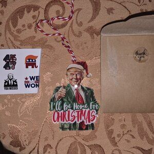 Trump Christmas ornament and stickers republican president